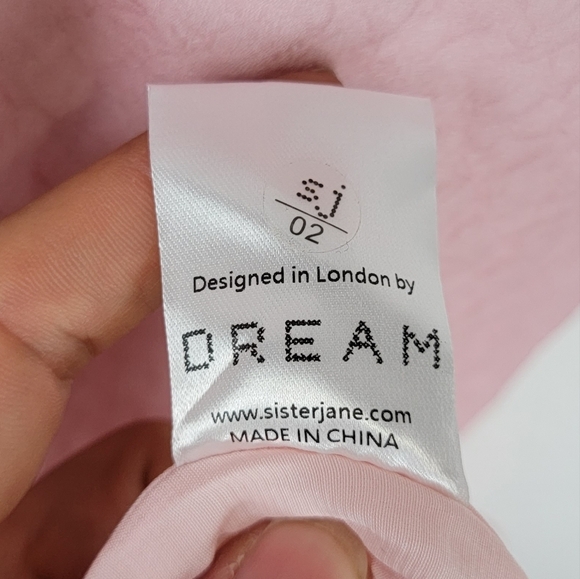 NWT Sister Jane DREAM Off Shoulder Long Puff Sleeve Midi Cami Dress Pink Small - Picture 10 of 13